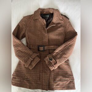 Zara Brown Houndstooth Trench Coat